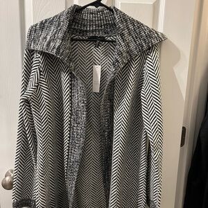 White House Black Market Monochrome Chevron Cardigan